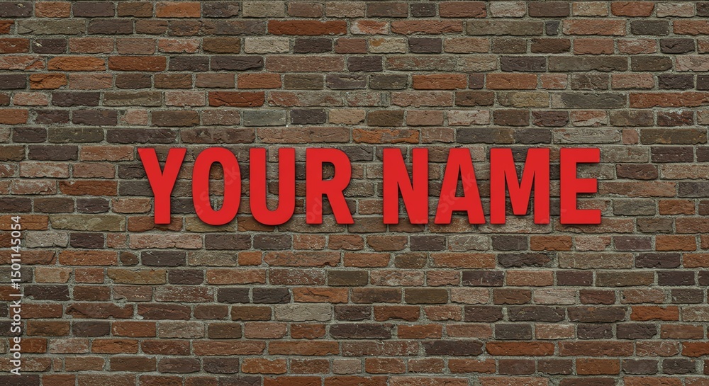 Fototapeta premium Red Text on Brick Wall