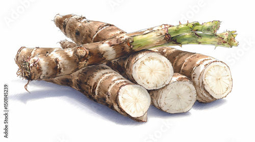 "Watercolor Clip Art of Parsnip – Rustic Root Vegetable Illustration for Farm and Kitchen Designs"