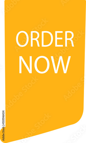 Order now ribbon icon in flat. isolated on transparent background