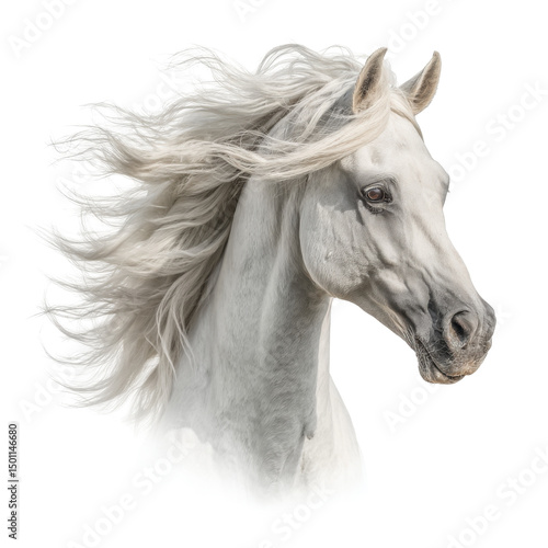 Wallpaper Mural Elegant white horse head isolated on transparent PNG background Torontodigital.ca