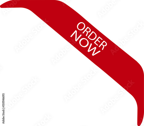 Order now ribbon icon in flat. isolated on transparent background