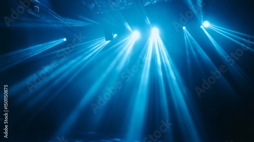 blue light beams down to stage show spotlight 