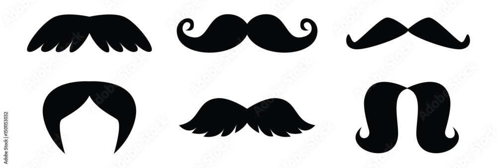 Human mustache silhouette. Mustache icon symbol collection. Vector illustration Human mustache silhouette. Mustache icon symbol collection. Vector illustration
