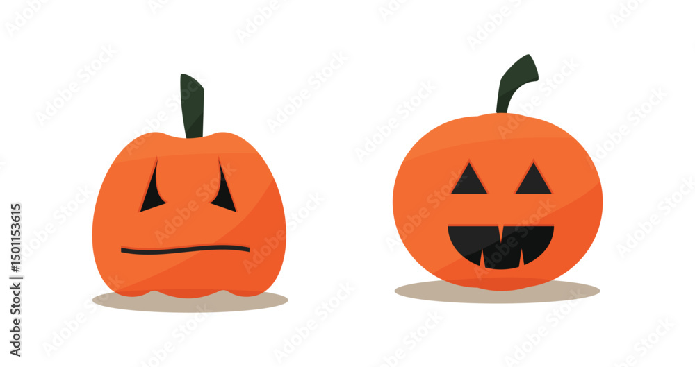 Fototapeta premium Vector Flat halloween pumpkins collection