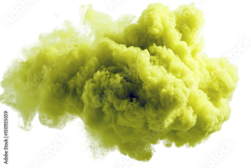 Chartreuse swirling cloud isolated on transparent PNG background