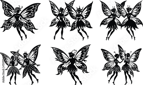 Fairies with Wings Vector Illustration