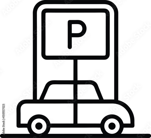 car parking, taxi parking, car space sign outline vector editable icon illustration