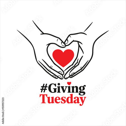 Giving Tuesday Heart Hands Illustration,
Charity Donation Love Concept Drawing,
Hands Forming Heart for Giving Tuesday,
Minimalist Hands Holding Red Heart,
Love and Kindness Charity Illustr