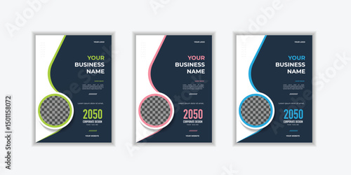Set Corporate Book Cover Design Template in A4. Can be adapt to Brochure, Annual Report, Magazine,Poster, Business Presentation, Portfolio, Flyer, Banner
