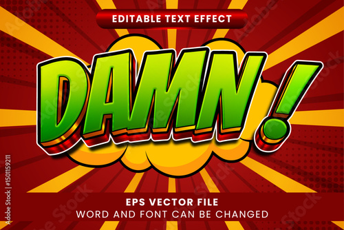 Damn comic style 3d vector text effect