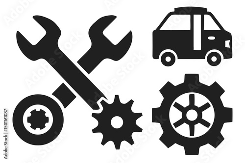 maintenance vector silhouette illustration isolated on white background