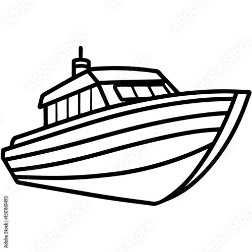 Minimal Motorboat Vector on White Background