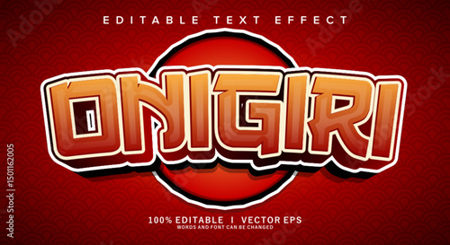 onigiri vector text effect with modern style design