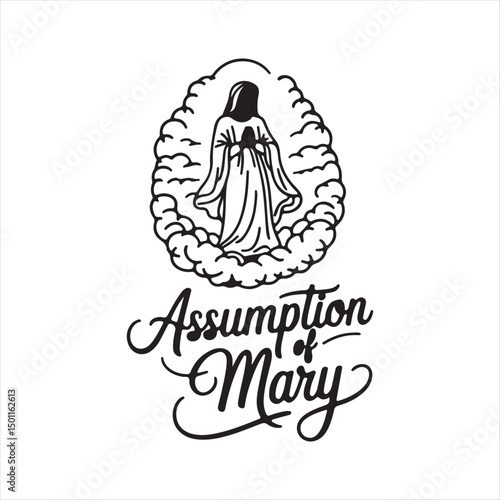 Assumption of Mary Calligraphy Vector Design,
Elegant Assumption of Mary Typography Art.
