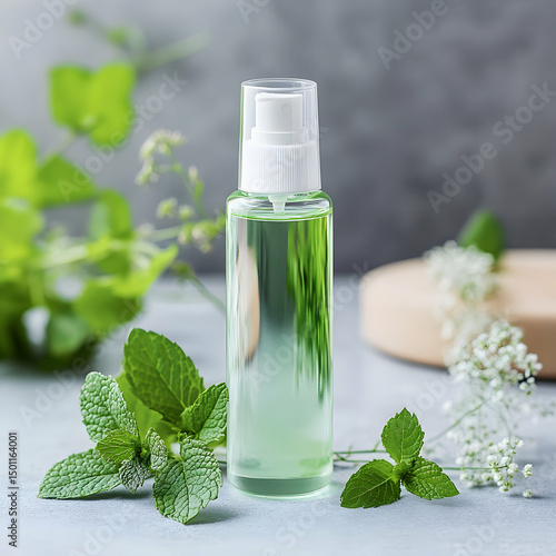 Mint essential oil spray bottle