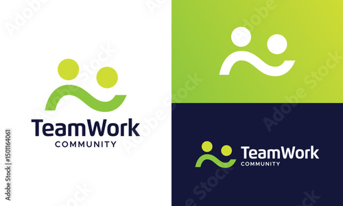 Team work logo design. Human unity concept vector design with leadership modern symbol graphic icon