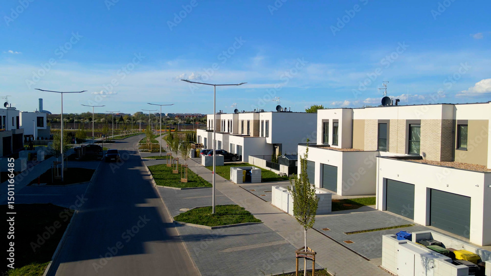 Fototapeta premium Modern area houses streets townhouse nature city