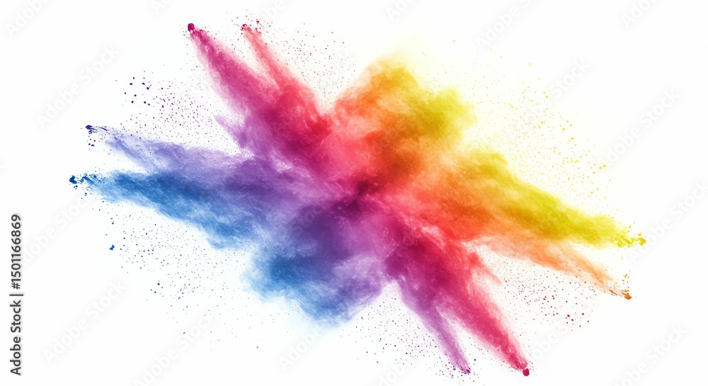 Colorful Powder Burst Against White Background Colorful Powder Burst Against White Background