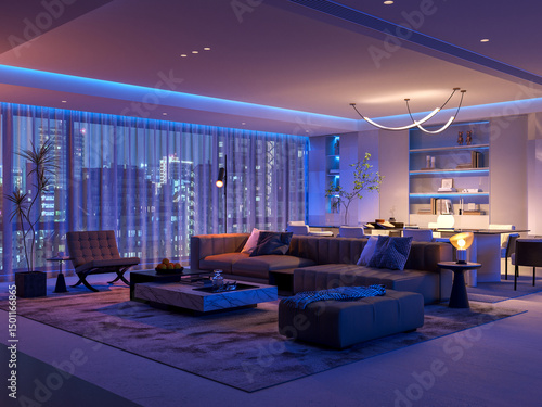 Living Room: Dynamic Colorful Atmosphere