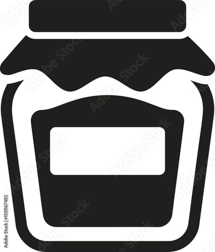 Minimalist Black Silhouette of a Jam Jar on a White Background