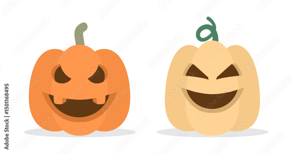 Fototapeta premium Vector Flat halloween pumpkins collection