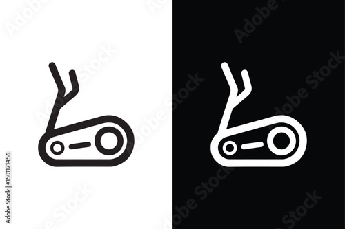 Elliptical Trainer Silhouette Vector Icon Black and White Gym Equipment.