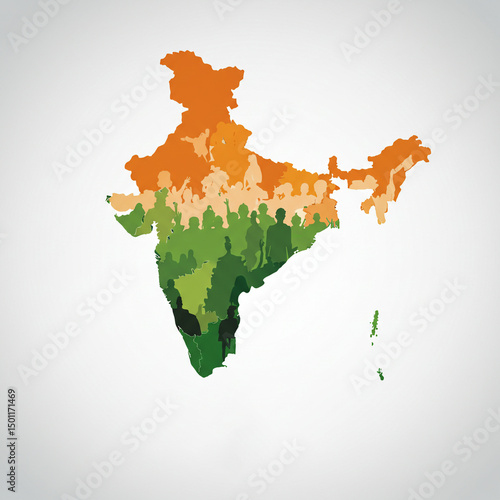 India Map with Diverse Peop...