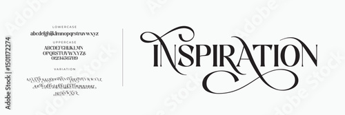 Elegant Font Uppercase Lowercase And Number. Classic Lettering Minimal Fashion Designs. Typography modern serif fonts regular decorative vintage concept. vector illustration