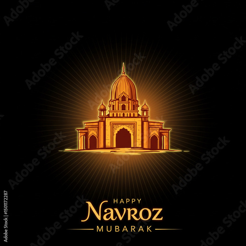 Happy Navroz Mubarak - Gold...