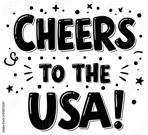 Cheerful, patriotic design featuring a bold, fun-loving typography style. Perfect for apparel, home decor, digital prints, or advertising.