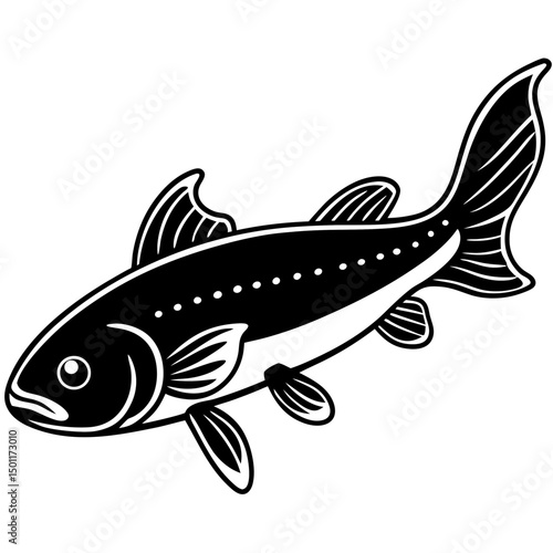 Minimal Coelacanth Vector on White Background