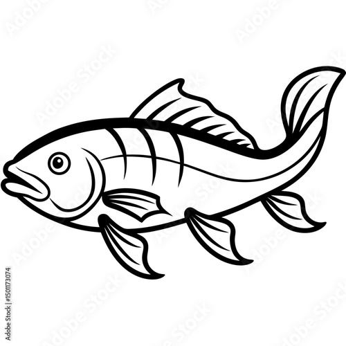 Minimal Coelacanth Vector on White Background