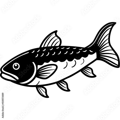 Minimal Coelacanth Vector on White Background