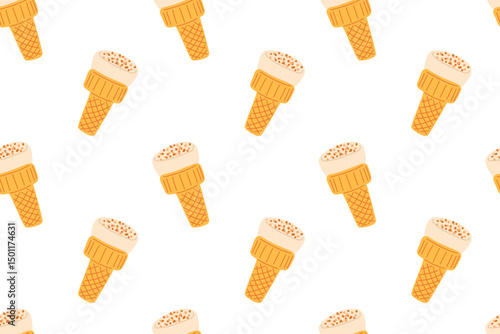 Sweet treat pattern featuring colorful ice cream cones on a white background