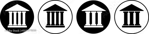bank icon. building with columns and a triangular roof. Courthouse architecture sign. representing a bank house. government institution. medical hospital  icons