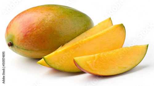 Sliced Mango PNG – Ripe Yellow Mango Cut into Cubes with Juicy Flesh, Isolated on Transparent Background

