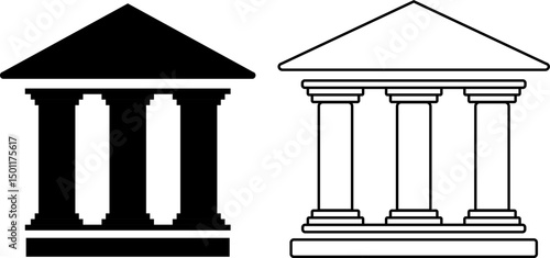 bank icon. government building icons. court sign. Museum or university symbol. Building with columns. Historic building
