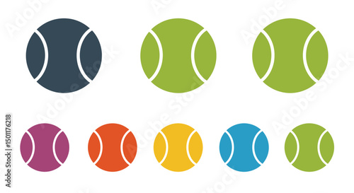 Vector green tennis ball collection. Tennis Ball set isolated on white background