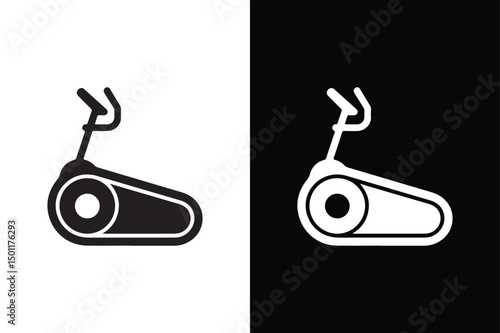 Elliptical Trainer Silhouette Vector Icon Black and White Fitness Design.