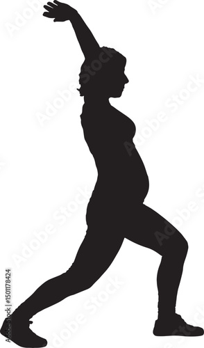  vector; silhouette of a side view Pregnant woman exercising
