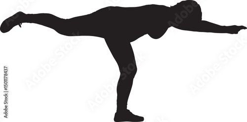  vector; silhouette of a side view Pregnant woman exercising
