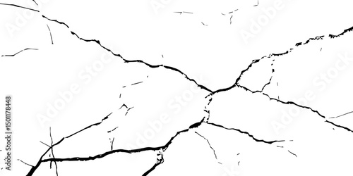 Cracked earth. Structure of cracking. The cracks concrete texture white and black. racks background, cracks texture, grunge background. Cracks in a wall background. Crack Texture. 