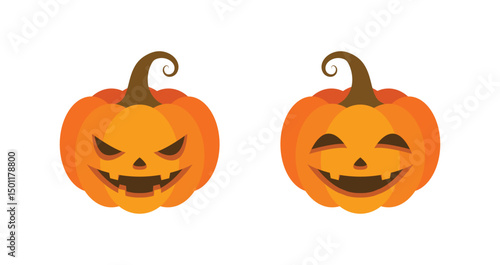 Vector Flat halloween pumpkins collection