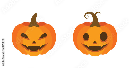 Vector Flat halloween pumpkins collection