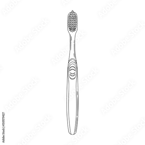 Simple Line Drawing of a Modern Toothbrush