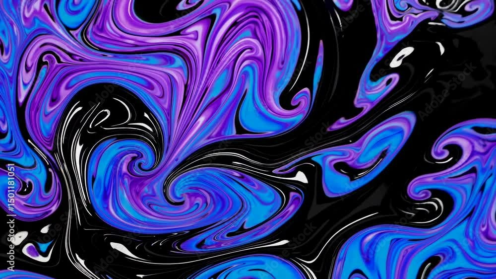 Blue and purple pigments swirling and mixing in a dark liquid, creating an abstract and visually captivating pattern with smooth textures and vibrant colors Blue and purple pigments swirling and mixing in a dark liquid, creating an abstract and visually captivating pattern with smooth textures and vibrant colors