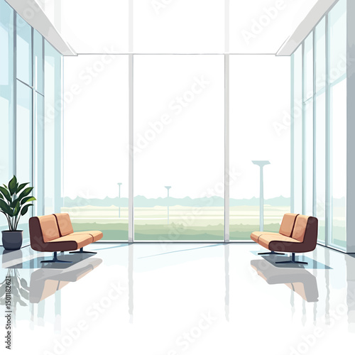 Modern waiting area design bright airport lounge interior seating and plant decor minimalist architecture space