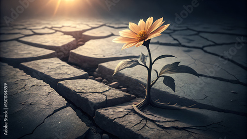 Hope Blooms: A Flower's Tenacity in Barren Ground