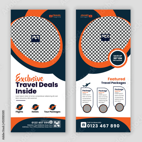 Travel agency Rack Card, Dl Flyer roll up banner, brochure Template, Tour Poster, Leaflet  handbill and Design Template
