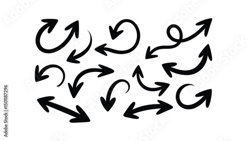 arrows silhouettes in various styles vector on white background